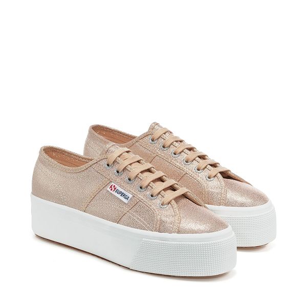 Superga 2790 Lame Red Platform Sneakers - Women's Sneakers USA | US3511485